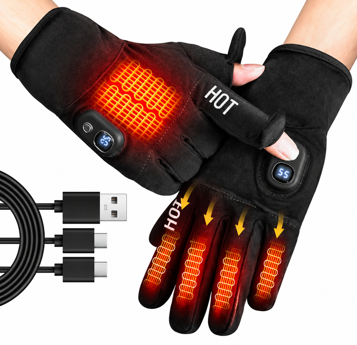 Flip-Open Heated Gloves for Commuting (L/XL)