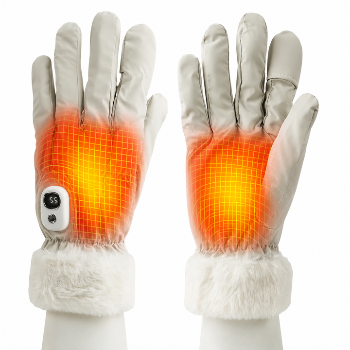 Plush-Cuff Heated Gloves for Winter Outings