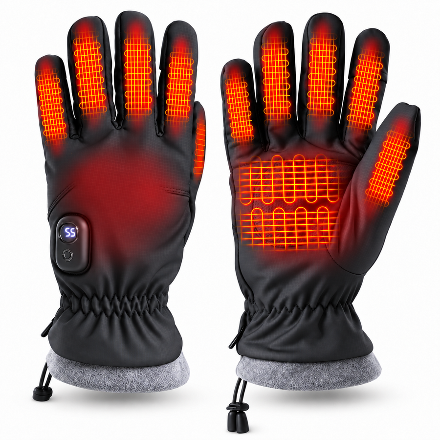 A8 heating illustration: fingers and palm, with milder warmth on the back